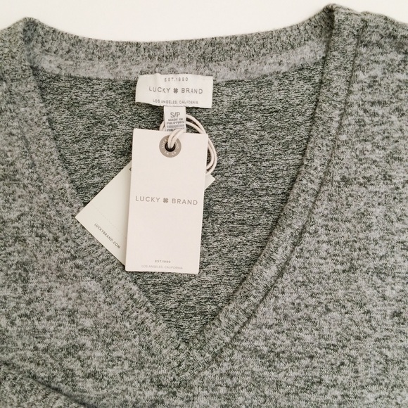 Lucky Brand Cloud Jersey V-Neck Tunic Sweater Gray - Picture 7 of 8
